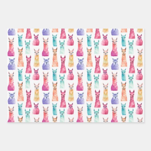 Rainbow Llama Party Geschenk Wrap Set Geschenkpapier Set (Vorderseite 2)