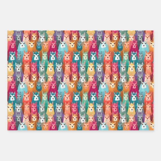 Rainbow Llama Party Geschenk Wrap Set Geschenkpapier Set (Vorderseite)