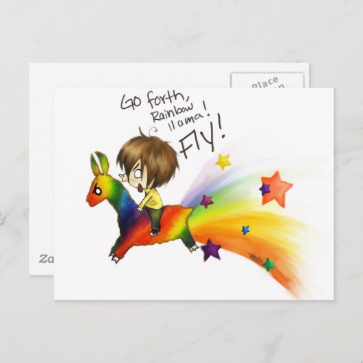 Rainbow Llama Postkarte (Vorne/Hinten)