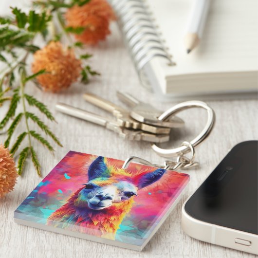 Rainbow Llama Schlüsselanhänger (Vorderseite rechts)