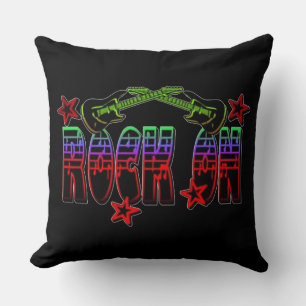 Rainbow-Logo-Rock auf Gitarren und Sternen Kissen