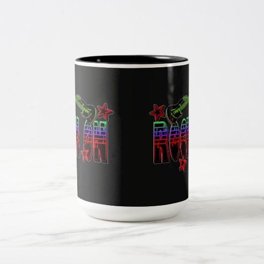 Rainbow Logo Rock On Gitarren & Stars Tasse (Mittel)