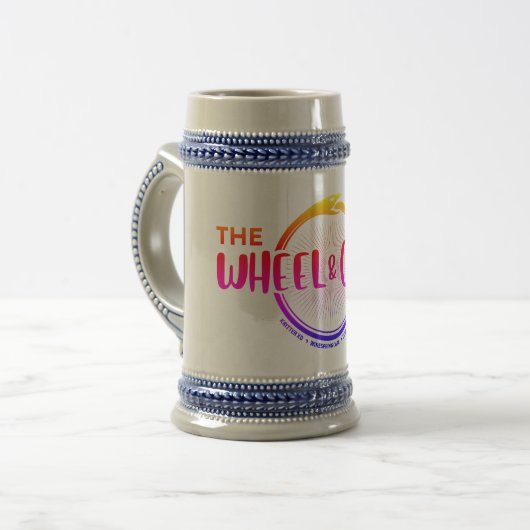 Rainbow-Logo-Stein für Rad & Chill-Show Bierglas (Vorderseite Links)