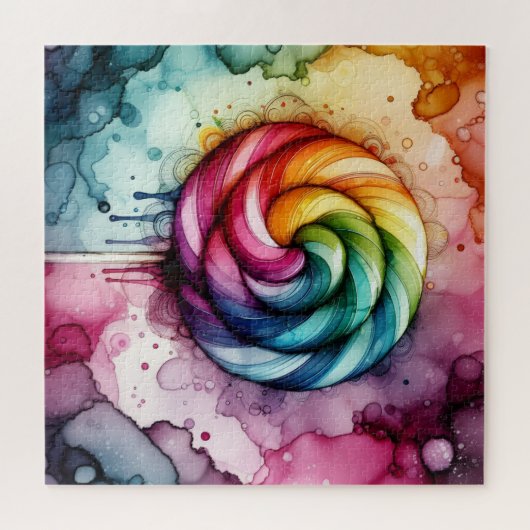Rainbow Lollipop Alcohol Ink Puzzle (Horizontal)