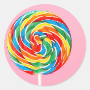 Rainbow Lollipop Runder Aufkleber