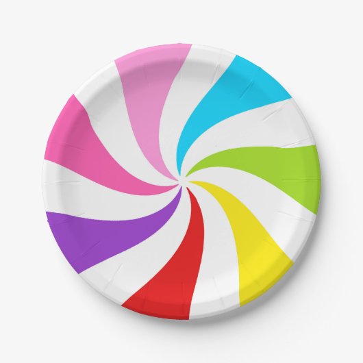 Rainbow Lollipop Swirl Pappteller (Vorderseite)