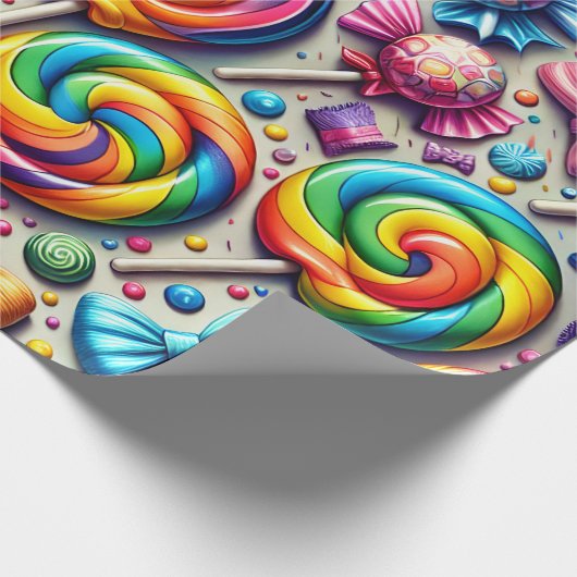 Rainbow Lollipops und Wrapped Candy in Tiny Bows Geschenkpapier (Ecke)