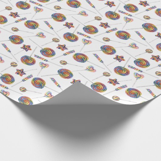 Rainbow Lollipops Wrapping Paper Geschenkpapier (Ecke)
