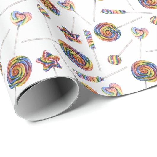 Rainbow Lollipops Wrapping Paper Geschenkpapier (Rolleneckpunkt)