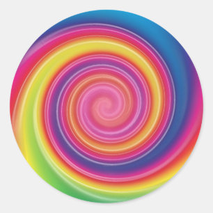 Rainbow Lollypop Farbiger Swirl Runder Aufkleber