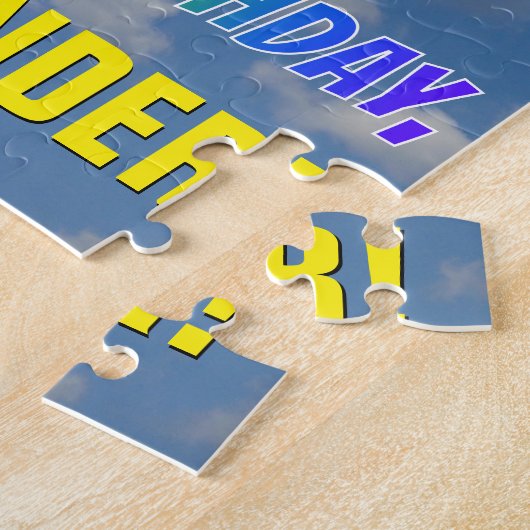 Rainbow Look "10" & "HAPPY BIRTHDAY", Cloudy Sky Puzzle (Seite)