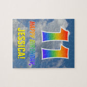 Rainbow Look "11" & "HAPPY BIRTHDAY", Cloudy Sky Puzzle (Horizontal)