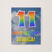 Rainbow Look "11" & "HAPPY BIRTHDAY", Cloudy Sky Puzzle (Vertikal)