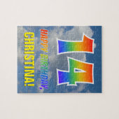 Rainbow Look "14" & "HAPPY BIRTHDAY", Cloudy Sky Puzzle (Horizontal)