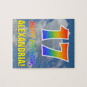 Rainbow Look "17" & "HAPPY BIRTHDAY", Cloudy Sky Puzzle (Horizontal)