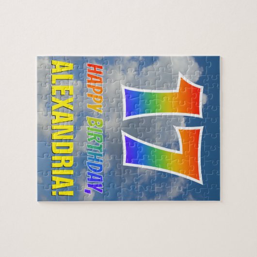 Rainbow Look "17" & "HAPPY BIRTHDAY", Cloudy Sky Puzzle (Horizontal)
