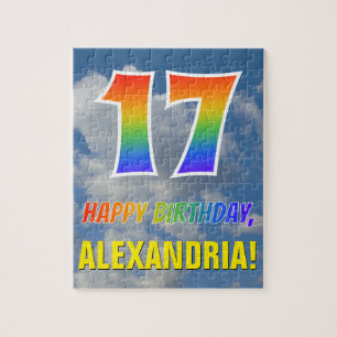Rainbow Look "17" & "HAPPY BIRTHDAY", Cloudy Sky Puzzle