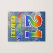 Rainbow Look "21" & "HAPPY BIRTHDAY", Cloudy Sky Puzzle (Horizontal)