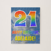 Rainbow Look "21" & "HAPPY BIRTHDAY", Cloudy Sky Puzzle (Vertikal)