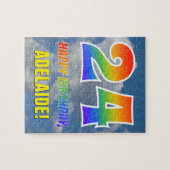 Rainbow Look "24" & "HAPPY BIRTHDAY", Cloudy Sky Puzzle (Horizontal)