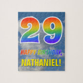 Rainbow Look "29" & "HAPPY BIRTHDAY", Cloudy Sky Puzzle (Vertikal)