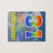 Rainbow Look "31" & "HAPPY BIRTHDAY", Cloudy Sky Puzzle (Horizontal)