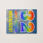 Rainbow Look "32" & "HAPPY BIRTHDAY", Cloudy Sky Puzzle (Horizontal)