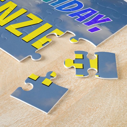 Rainbow Look "32" & "HAPPY BIRTHDAY", Cloudy Sky Puzzle (Seite)