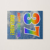 Rainbow Look "37" & "HAPPY BIRTHDAY", Cloudy Sky Puzzle (Horizontal)