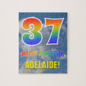 Rainbow Look "37" & "HAPPY BIRTHDAY", Cloudy Sky Puzzle (Vertikal)