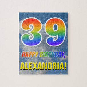 Rainbow Look "39" & "HAPPY BIRTHDAY", Cloudy Sky Puzzle