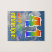 Rainbow Look "41" & "HAPPY BIRTHDAY", Cloudy Sky Puzzle (Horizontal)