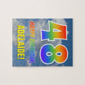 Rainbow Look "48" & "HAPPY BIRTHDAY", Cloudy Sky Puzzle (Horizontal)