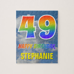 Rainbow Look "49" & "HAPPY BIRTHDAY", Cloudy Sky Puzzle