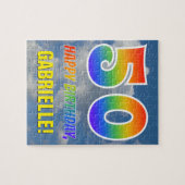 Rainbow Look "50" & "HAPPY BIRTHDAY", Cloudy Sky Puzzle (Horizontal)
