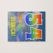 Rainbow Look "54" & "HAPPY BIRTHDAY", Cloudy Sky Puzzle (Horizontal)