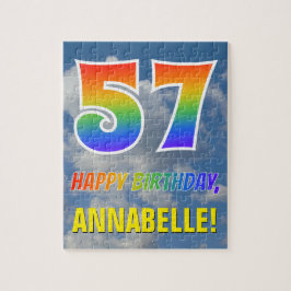 Rainbow Look "57" & "HAPPY BIRTHDAY", Cloudy Sky Puzzle