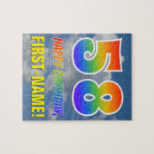 Rainbow Look "58" & "HAPPY BIRTHDAY", Cloudy Sky Puzzle (Horizontal)