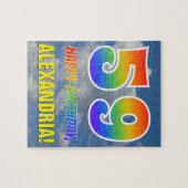 Rainbow Look "59" & "HAPPY BIRTHDAY", Cloudy Sky Puzzle (Horizontal)