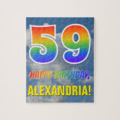 Rainbow Look "59" & "HAPPY BIRTHDAY", Cloudy Sky Puzzle (Vertikal)