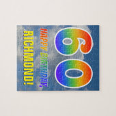 Rainbow Look "60" & "HAPPY BIRTHDAY", Cloudy Sky Puzzle (Horizontal)