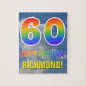 Rainbow Look "60" & "HAPPY BIRTHDAY", Cloudy Sky Puzzle (Vertikal)