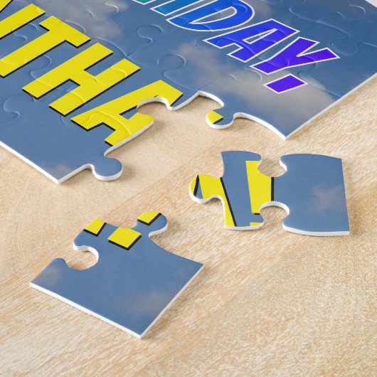 Rainbow Look "62" & "HAPPY BIRTHDAY", Cloudy Sky Puzzle (Seite)