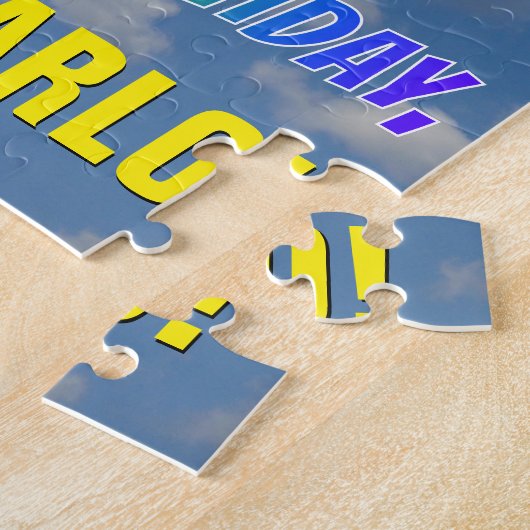 Rainbow Look "63" & "HAPPY BIRTHDAY", Cloudy Sky Puzzle (Seite)