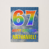 Rainbow Look "67" & "HAPPY BIRTHDAY", Cloudy Sky Puzzle (Vertikal)