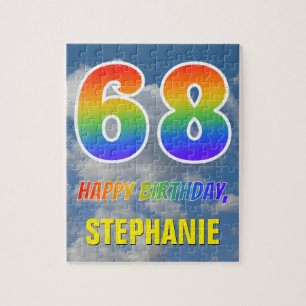 Rainbow Look "68" & "HAPPY BIRTHDAY", Cloudy Sky Puzzle