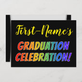 Rainbow Look "ABSCHLUSS CELEBRATION!" Einladung (Vorne/Hinten)