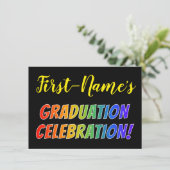 Rainbow Look "ABSCHLUSS CELEBRATION!" Einladung (Stehend Vorderseite)