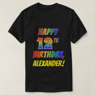 Rainbow Look GLÜCKLICH 12. GEBURTSTAG + Individuel T-Shirt