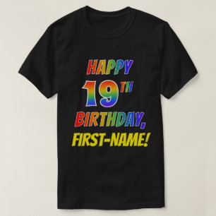 Rainbow Look GLÜCKLICH 19. GEBURTSTAG + Individuel T-Shirt